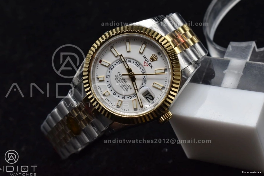 Best 1113 SS SS Skydweller Noob YG Dial YG A23J Bracelet White EasyCare Edition On 0317
